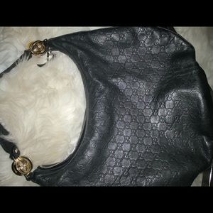 Gucci Guccissima Gg Twin Large Black Leather Hobo